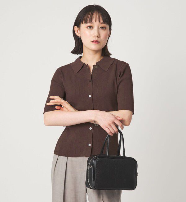 UNITED ARROWS green label relaxing「HIYOKE エリツキ リブ ニット マシンウォッシャブル UVカット 遮熱」|ニット・セーター|DK.BROWN