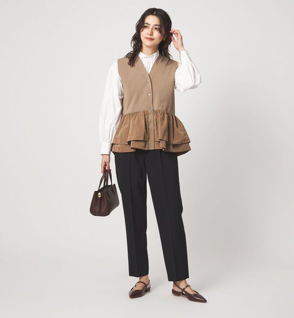 UNITED ARROWS green label relaxing「フリル ドッキング ペプラム ニット ジレ ウォッシャブル」|ベスト・ジレ|