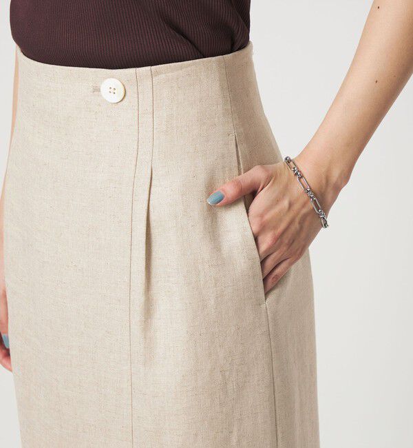 UNITED ARROWS green label relaxing「［size SHORTあり］リネンライク スリット タイト スカート」|タイト|