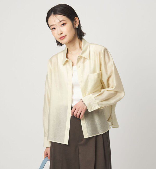 UNITED ARROWS green label relaxing「エアリー シアー ロングスリーブ シャツ ウォッシャブル 接触冷感」|シャツ・ブラウス|OFF WHITE