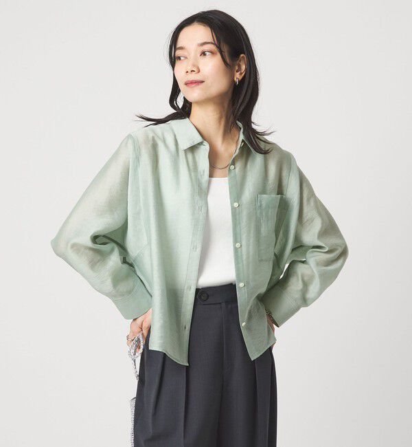 UNITED ARROWS green label relaxing「エアリー シアー ロングスリーブ シャツ ウォッシャブル 接触冷感」|シャツ・ブラウス|LIME