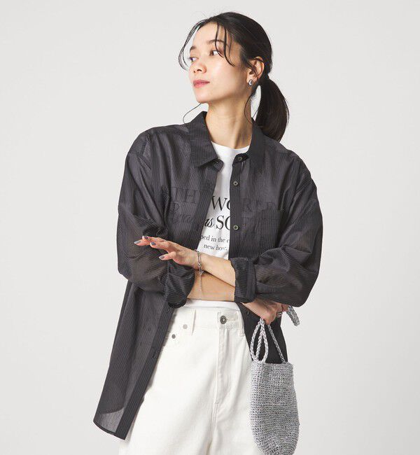 UNITED ARROWS green label relaxing「シアー ストライプ シャツ」|シャツ・ブラウス|