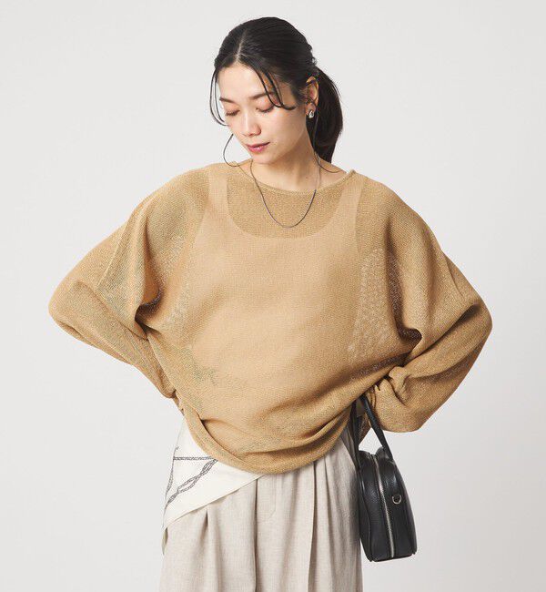 UNITED ARROWS green label relaxing「ペーパー ニット プルオーバー ウォッシャブル」|ニット・セーター|BEIGE