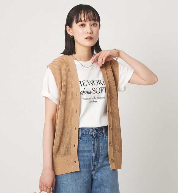 UNITED ARROWS green label relaxing「ペーパー ニット ジレ ウォッシャブル」|ベスト・ジレ|BEIGE