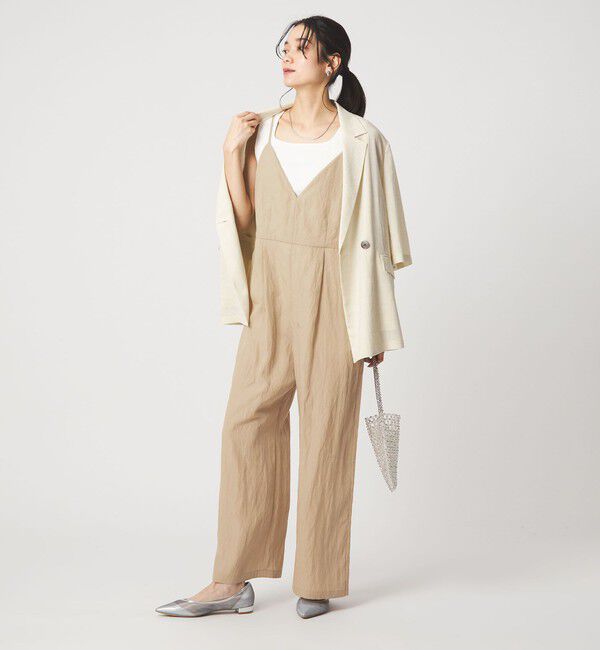 UNITED ARROWS green label relaxing「［size SHORT/TALLあり］フィブリル Vネック オールインワン」|オールインワン|