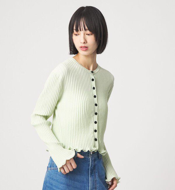 EMMEL REFINES「＜EMMEL REFINES＞EM HW リブボタン ウェーブヘム カーディガン」|カーディガン|