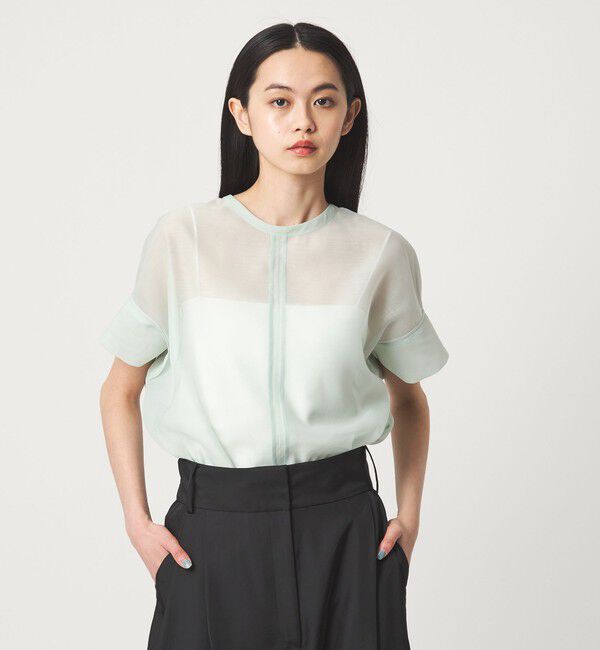 EMMEL REFINES「＜EMMEL REFINES＞EM シアー 2WAY ジップ ブラウス」|シャツ・ブラウス|