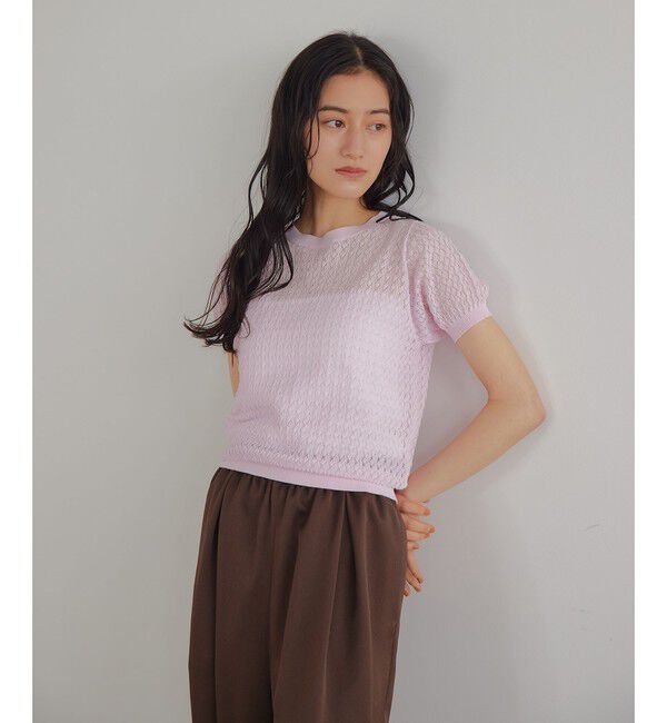 EMMEL REFINES「＜EMMEL REFINES＞EM HW スカシアミ ショートスリーブ ニット」|ニット・セーター|