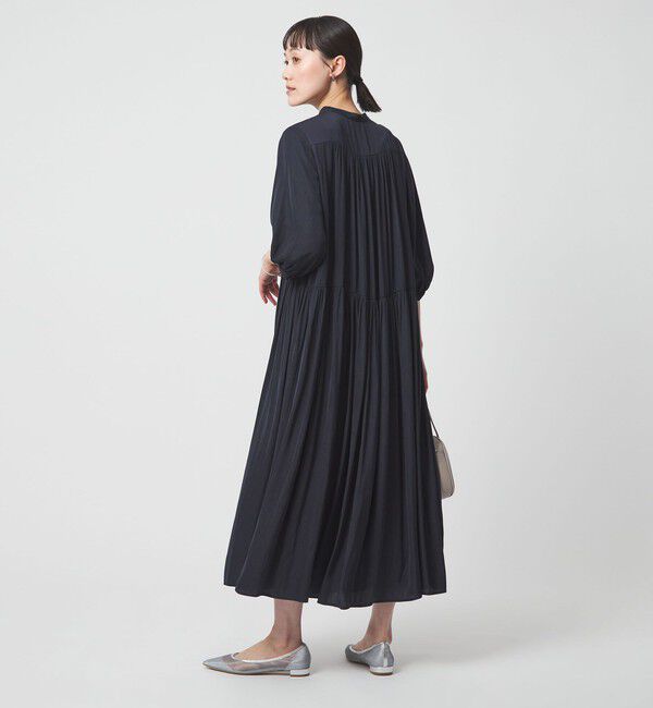 UNITED ARROWS green label relaxing「サテン ギャザー ショートスリーブ ワンピース 2」|ワンピース|