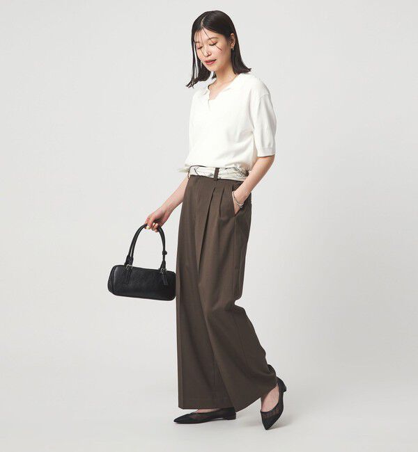 UNITED ARROWS green label relaxing「【WEB限定】＜at ease＞エリツキ スキッパー ニット 接触冷感 UVカット 遮熱」|ニット・セーター|