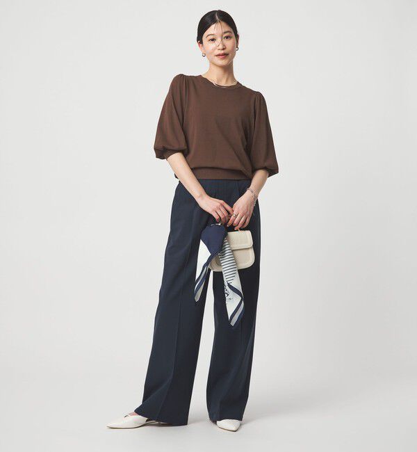 UNITED ARROWS green label relaxing「【WEB限定】＜at ease＞袖ボリューム ニット ウォッシャブル 接触冷感 UVカット 遮熱」|ニット・セーター|