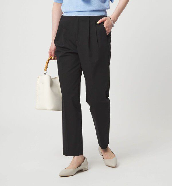 UNITED ARROWS green label relaxing「［size SHORT/TALLあり］Daily Chic タック スリム パンツ」|スラックス|BLACK