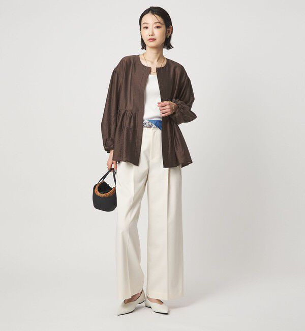 UNITED ARROWS green label relaxing「［size SHORTあり］fleurie(フルリー) シアー ノーカラー ジャケット 接触冷感」|ノーカラージャケット|