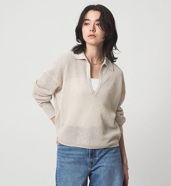 UNITED ARROWS green label relaxing「メランジ スキッパー プルオーバー ウォッシャブル」|ニット・セーター|NATURAL