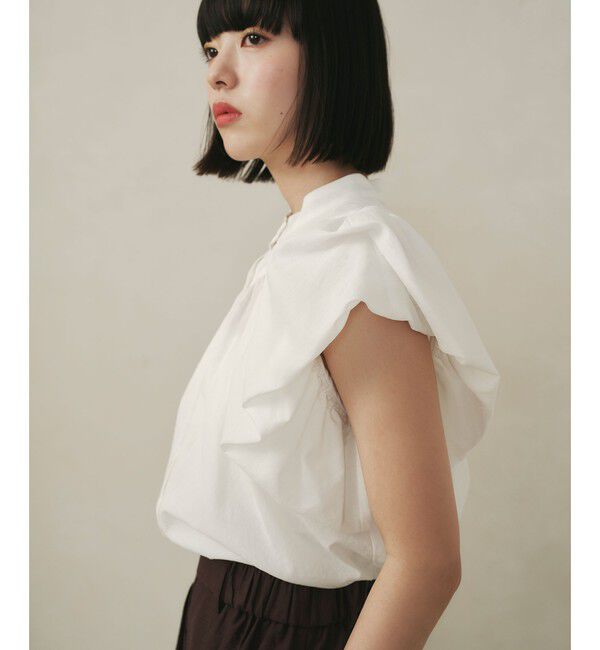 EMMEL REFINES「＜EMMEL REFINES＞EM バンドカラー パフスリーブ ブラウス」|シャツ・ブラウス|