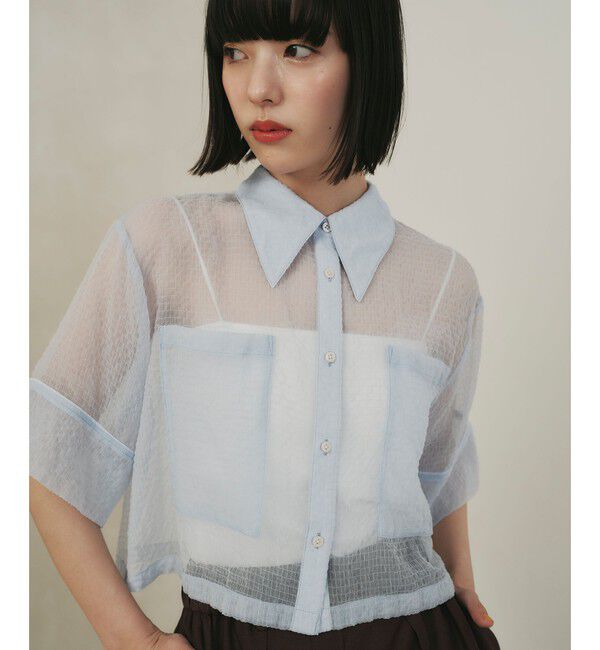 EMMEL REFINES「＜EMMEL REFINES＞EM シアー ポコ シャツ」|シャツ・ブラウス|LT.BLUE