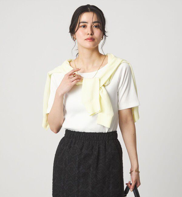 UNITED ARROWS green label relaxing「ブライトリブ ボートネック 5分袖 プルオーバー カットソー」|Tシャツ・カットソー|