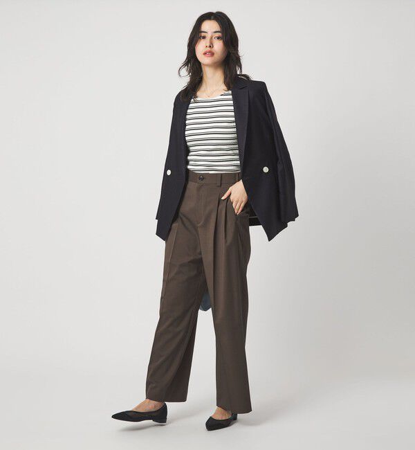 UNITED ARROWS green label relaxing「ブライトリブ ボートネック 5分袖 プルオーバー カットソー」|Tシャツ・カットソー|