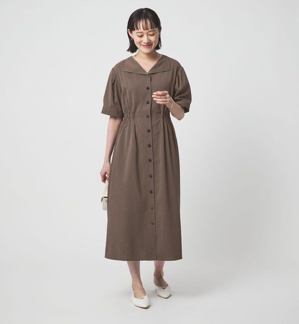 UNITED ARROWS green label relaxing「Vカラー フレア ボタン ワンピース」|ワンピース|