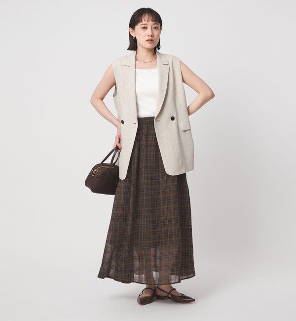 UNITED ARROWS green label relaxing「シアー チェック ロング スカート」|フレア|