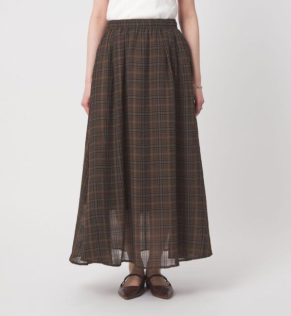 UNITED ARROWS green label relaxing「シアー チェック ロング スカート」|フレア|