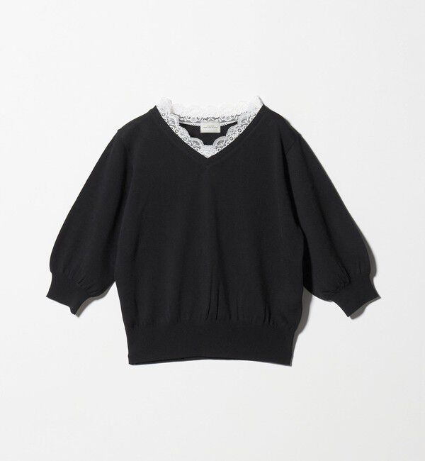UNITED ARROWS green label relaxing「レース Vネック プルオーバー ニット」|ニット・セーター|