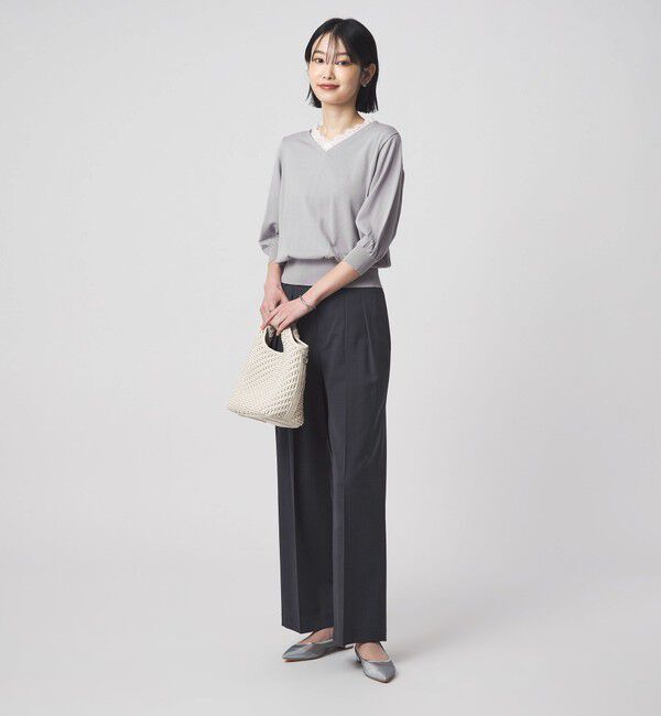 UNITED ARROWS green label relaxing「レース Vネック プルオーバー ニット」|ニット・セーター|