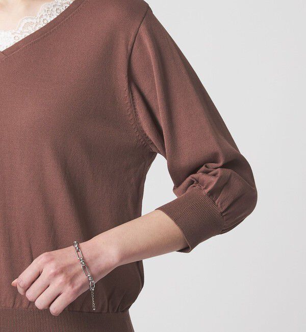 UNITED ARROWS green label relaxing「レース Vネック プルオーバー ニット」|ニット・セーター|