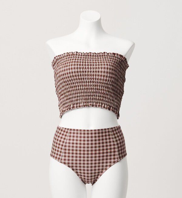 UNITED ARROWS green label relaxing「シャーリングビスチェ&ショーツ チェック柄 B / スイムウェア / 水着」|その他|