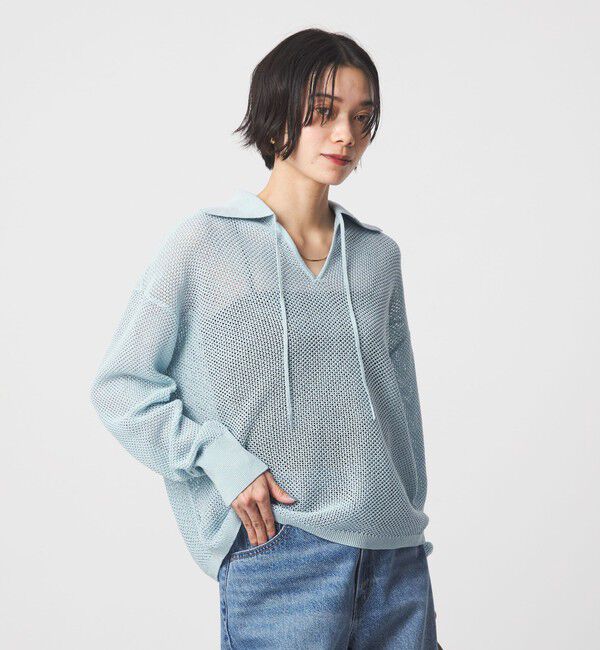 UNITED ARROWS green label relaxing「メッシュ ポロプルオーバー」|ニット・セーター|