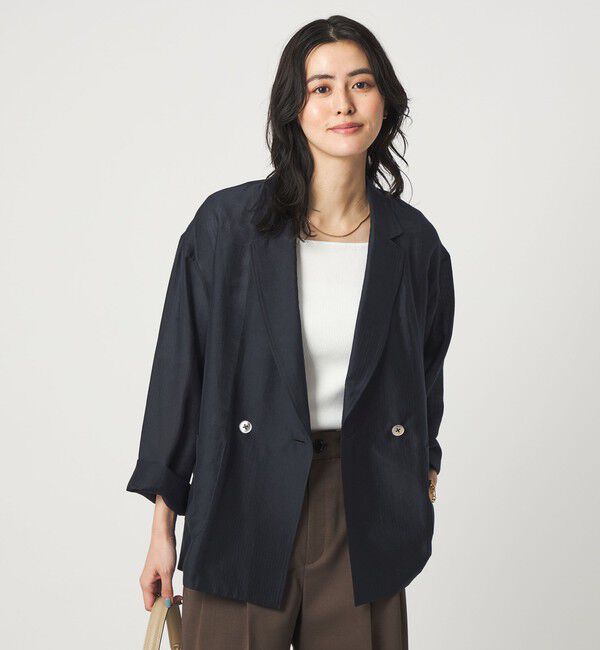 UNITED ARROWS green label relaxing「［size SHORTあり］VeryLight  ベリーライト シアー ストライプ ジャケット」|テーラードジャケット|NAVY