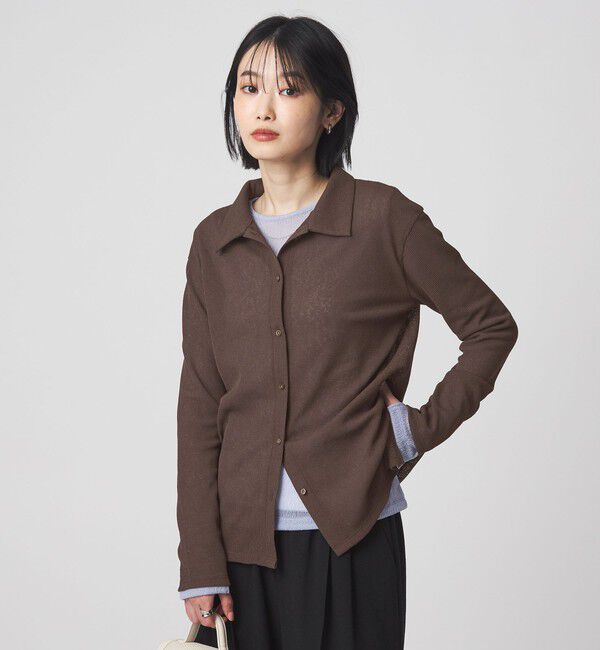 UNITED ARROWS green label relaxing「シアー サーマル ポロカーディガン」|カーディガン|MD.BROWN