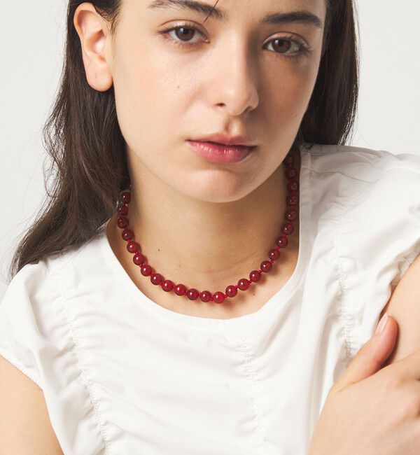 UNITED ARROWS green label relaxing「＜EO＞ラウンドストーン ネックレス（40cm）」|ネックレス|RED