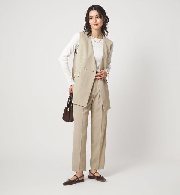 UNITED ARROWS green label relaxing「［size SHORTあり］サラフール ノーラペル ジレ ストレッチ UVカット」|ノーカラージャケット|