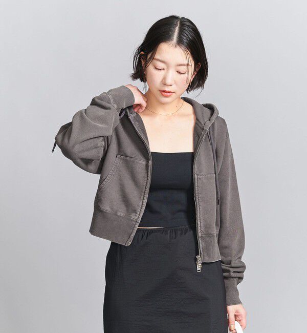 BEAUTY&YOUTH UNITED ARROWS「コットン ショートフロントジップパーカー」|カーディガン|DK.GRAY
