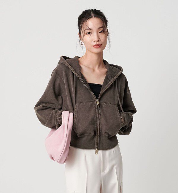 BEAUTY&YOUTH UNITED ARROWS「コットン ショートフロントジップパーカー」|カーディガン|DK.BROWN