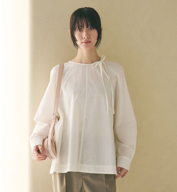 BEAUTY&YOUTH UNITED ARROWS「リボンタイ ノーカラーブラウス」|シャツ・ブラウス|