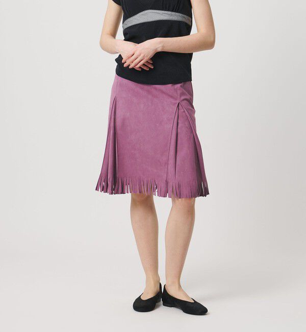 ATTISESSION「＜ATTISESSION＞スエードライク フリンジ スカート」|スカート|PURPLE