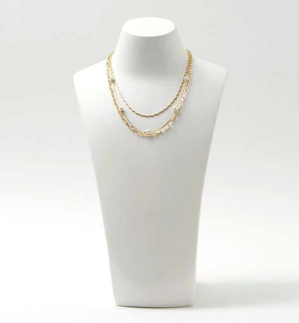 BEAUTY&YOUTH UNITED ARROWS「パールモチーフ&times;ミックスチェーン 3連 ネックレス」|ネックレス|