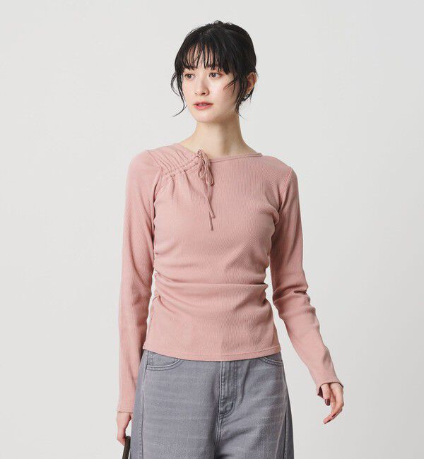 BEAUTY&YOUTH UNITED ARROWS「コットンリブ リボンギャザーカットソー」|Tシャツ・カットソー|