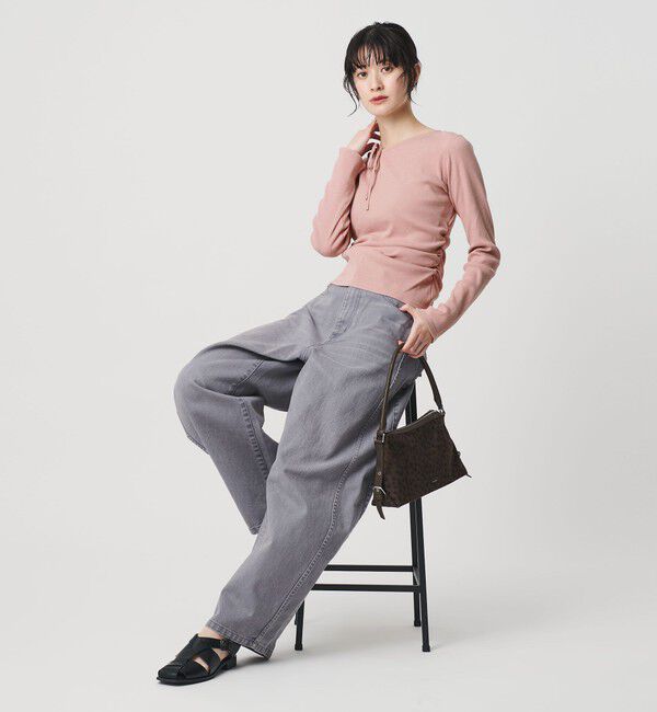 BEAUTY&YOUTH UNITED ARROWS「コットンリブ リボンギャザーカットソー」|Tシャツ・カットソー|