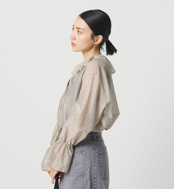 BEAUTY&YOUTH UNITED ARROWS「ストライプ ラッフル スキッパーブラウス ウォッシャブル」|シャツ・ブラウス|