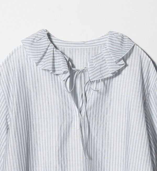 BEAUTY&YOUTH UNITED ARROWS「ストライプ ラッフル スキッパーブラウス ウォッシャブル」|シャツ・ブラウス|