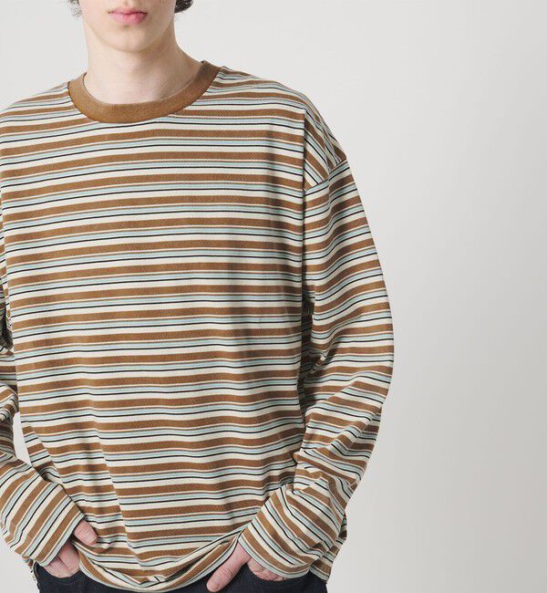 MONKEY TIME「ウォッシュド ボーダー ロングスリーブ Tシャツ」|Tシャツ・カットソー|