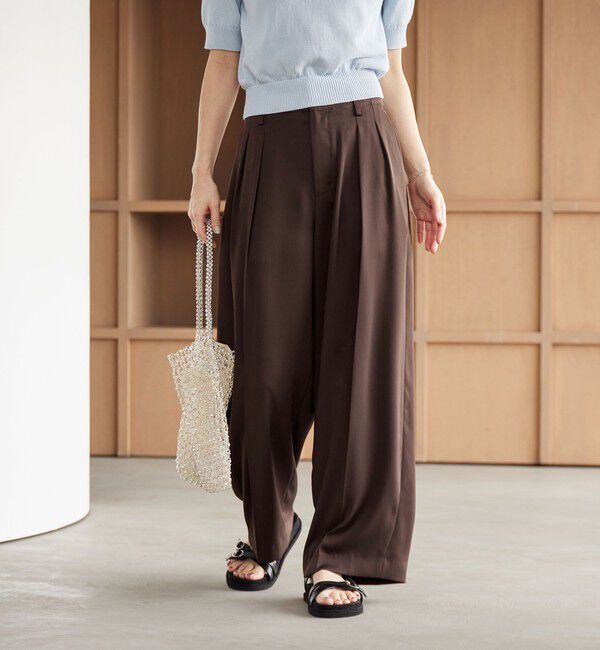 BEAUTY&YOUTH UNITED ARROWS「ポリエステル ドレープ 2タック ワイドパンツ ウォッシャブル」|チノ|