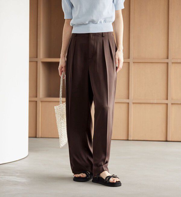 BEAUTY&YOUTH UNITED ARROWS「ポリエステル ドレープ 2タック ワイドパンツ ウォッシャブル」|チノ|