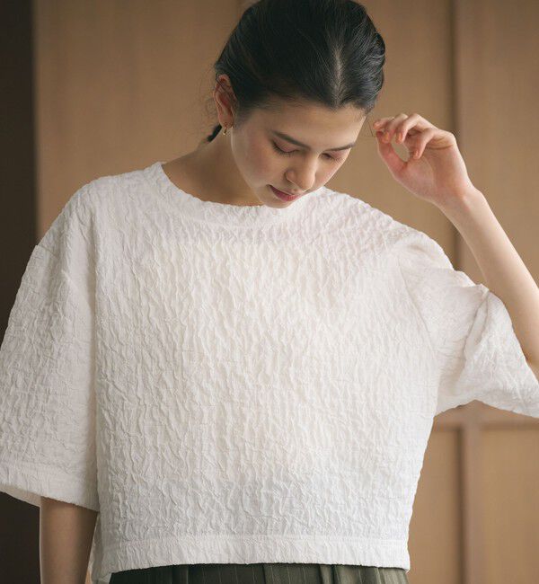 BEAUTY&YOUTH UNITED ARROWS「ジャガード クルーネック 6分袖 プルオーバー」|Tシャツ・カットソー|