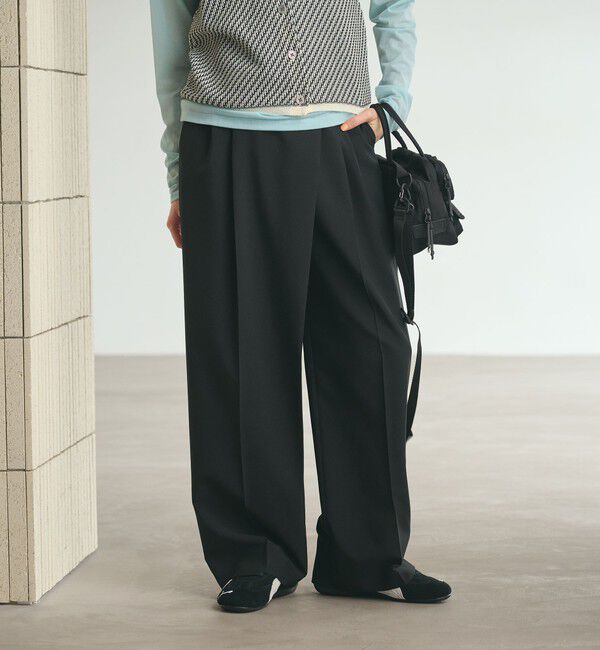 BEAUTY&YOUTH UNITED ARROWS「ポプリン 2タック ラップパンツ ウォッシャブル 吸水速乾 接触冷感」|その他|BLACK