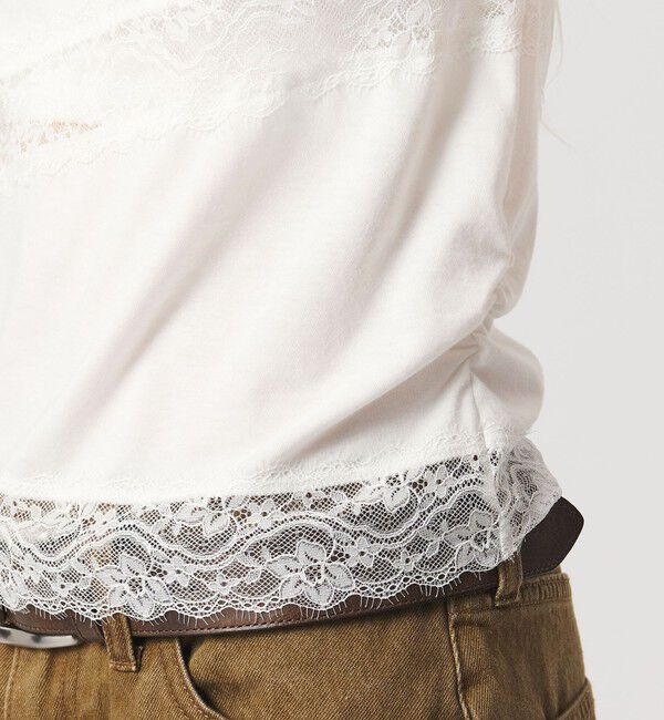 ATTISESSION「＜ATTISESSION＞レース ドッキング Tシャツ」|Tシャツ・カットソー|