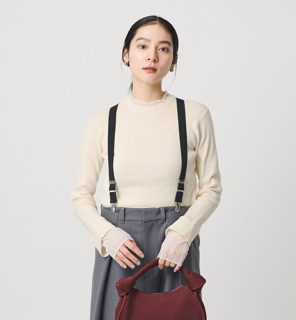 BEAUTY&YOUTH UNITED ARROWS「【WEB限定 Wardrobe DAILY MINIMAL】レースコンビ リブニットプルオーバー ウォッシャブル」|ニット・セーター|